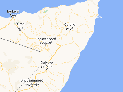 Map showing location of Garoowe (8.40536, 48.48446)