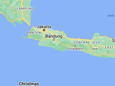 Map showing location of Garut (-7.2024, 107.8878)
