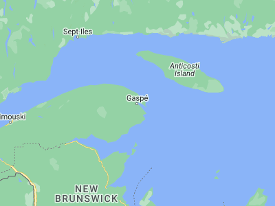 Map showing location of Gaspé (48.83341, -64.48194)