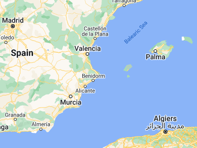Map showing location of Gata de Gorgos (38.77443, 0.08538)
