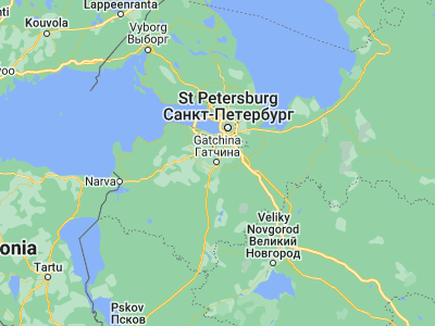 Map showing location of Gatchina (59.57639, 30.12833)