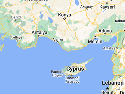 Map showing location of Gazipaşa (36.26942, 32.31792)