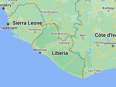 Map showing location of Gbarnga (6.99556, -9.47222)