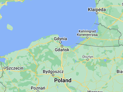 Map showing location of Gdańsk (54.35205, 18.64637)