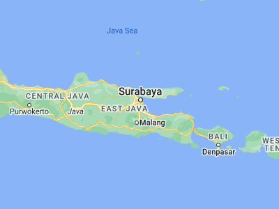 Map showing location of Gedangan (-7.39083, 112.72667)