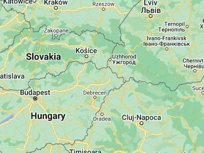 Map showing location of Gégény (48.15, 21.95)