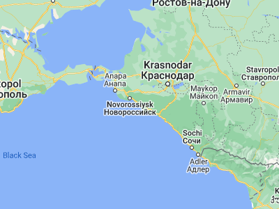 Map showing location of Gelendzhik (44.5622, 38.0848)