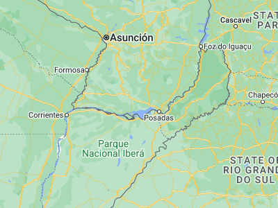 Map showing location of General Delgado (-27.16667, -56.51667)