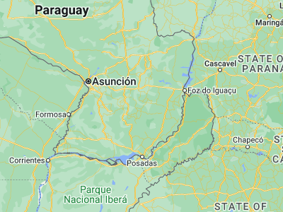 Map showing location of General Higinio Morínigo (-25.95, -55.91667)