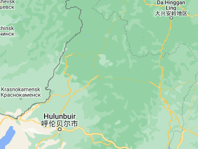 Map showing location of Genhe (50.78333, 121.51667)