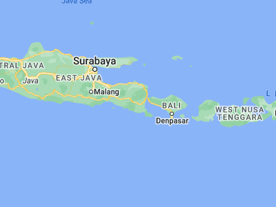 Map showing location of Genteng (-8.36667, 114.15)