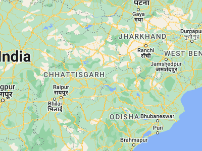 Map showing location of Gharghoda (22.16667, 83.35)
