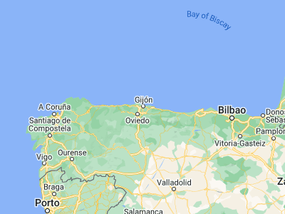 Map showing location of Gijón (43.53573, -5.66152)