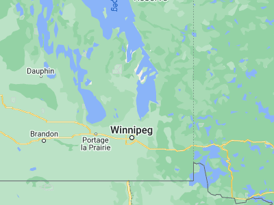 Map showing location of Gimli (50.63362, -96.99066)