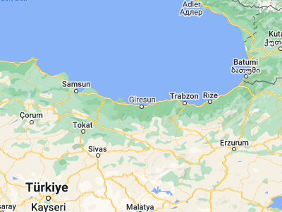 Map showing location of Giresun (40.91698, 38.38741)