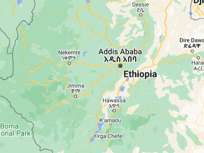 Map showing location of Giyon (8.53333, 37.98333)