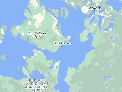 Map showing location of Gjoa Haven (68.62602, -95.87836)