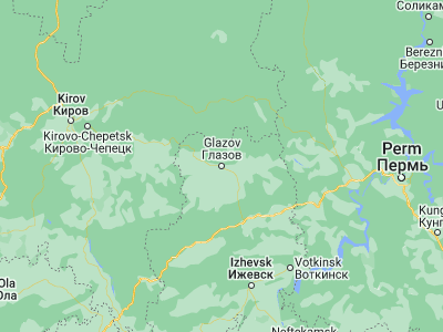 Map showing location of Glazov (58.1393, 52.658)