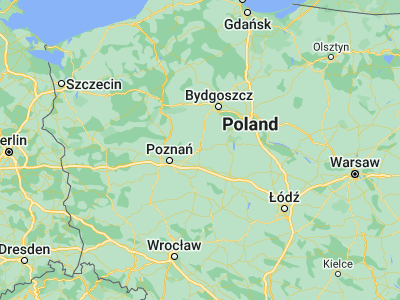 Map showing location of Gniezno (52.53481, 17.58259)
