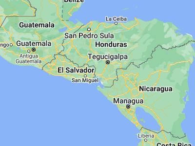 Map showing location of Goascorán (13.58333, -87.61667)