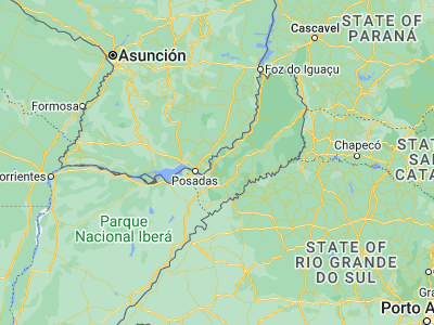 Map showing location of Gobernador Roca (-27.18636, -55.46433)