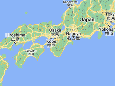 Map showing location of Gojō (34.35, 135.7)