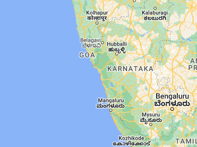 Map showing location of Gokarna (14.55, 74.31667)