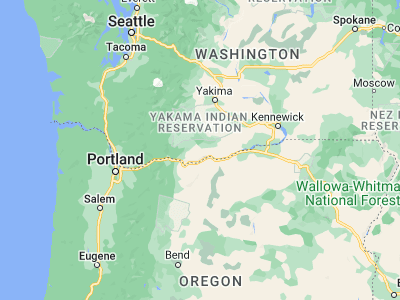Map showing location of Goldendale (45.82068, -120.82173)
