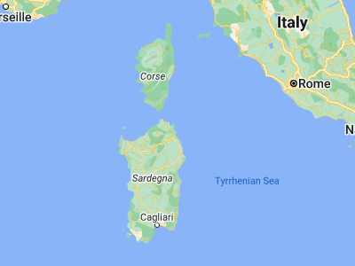 Map showing location of Golfo Arnaci (40.98333, 9.63333)