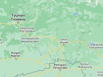 Map showing location of Golyshmanovo (56.3979, 68.37279)