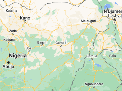 Map showing location of Gombe (10.28969, 11.16729)