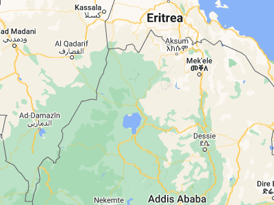 Map showing location of Gonder (12.6, 37.46667)