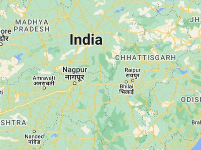 Map showing location of Gondia (21.45, 80.2)