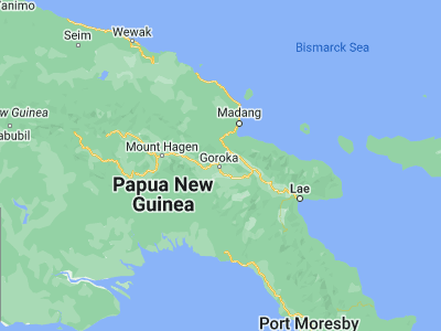 Map showing location of Goroka (-6.08336, 145.38735)