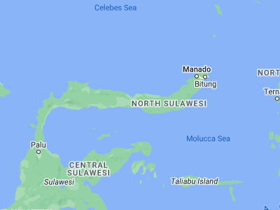 Map showing location of Gorontalo (0.5412, 123.0595)