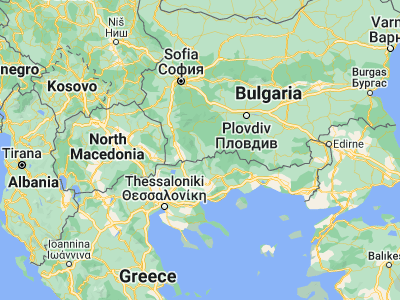 Map showing location of Gotse Delchev (41.56667, 23.73333)