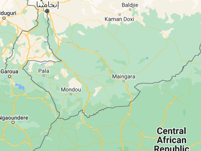 Map showing location of Goundi (9.36267, 17.36597)