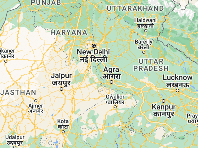 Map showing location of Govardhan (27.49658, 77.46263)