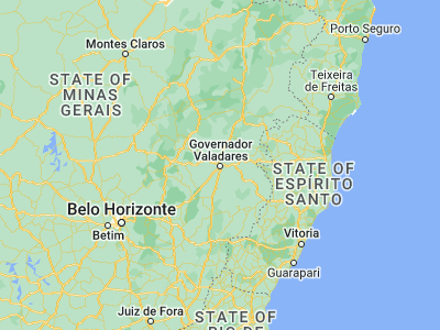 Map showing location of Governador Valadares (-18.85111, -41.94944)