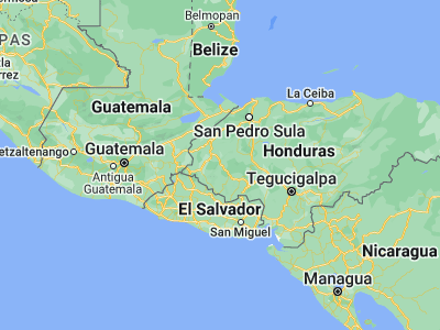 Map showing location of Gracias (14.58333, -88.58333)