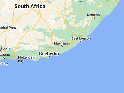 Map showing location of Grahamstown (-33.30422, 26.53276)