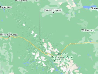 Map showing location of Grande Cache (53.88335, -119.13585)