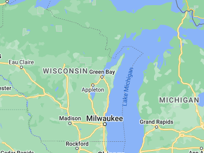 Map showing location of Green Bay (44.51916, -88.01983)