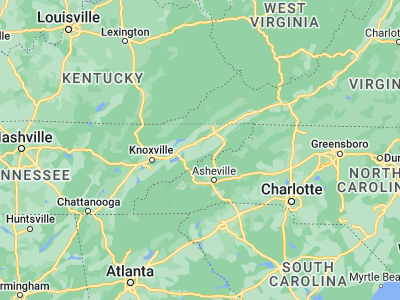 Map showing location of Greeneville (36.16316, -82.83099)