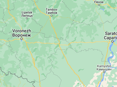 Map showing location of Gribanovskiy (51.45792, 41.97636)