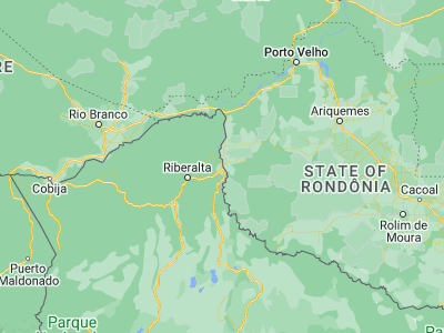 Map showing location of Guajará Mirim (-10.78278, -65.33944)