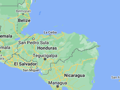Map showing location of Gualaco (15.05, -86.05)