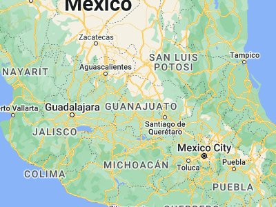 Map showing location of Guanajuato (21.01858, -101.2591)
