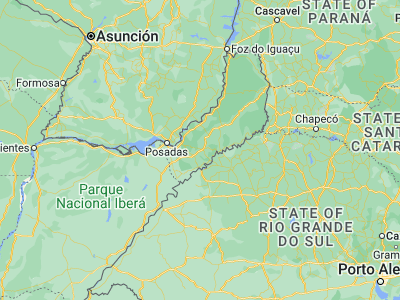 Map showing location of Guaraní (-27.51667, -55.16667)