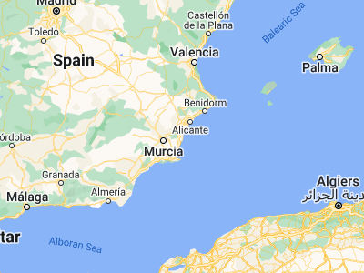 Map showing location of Guardamar del Segura (38.09031, -0.65556)